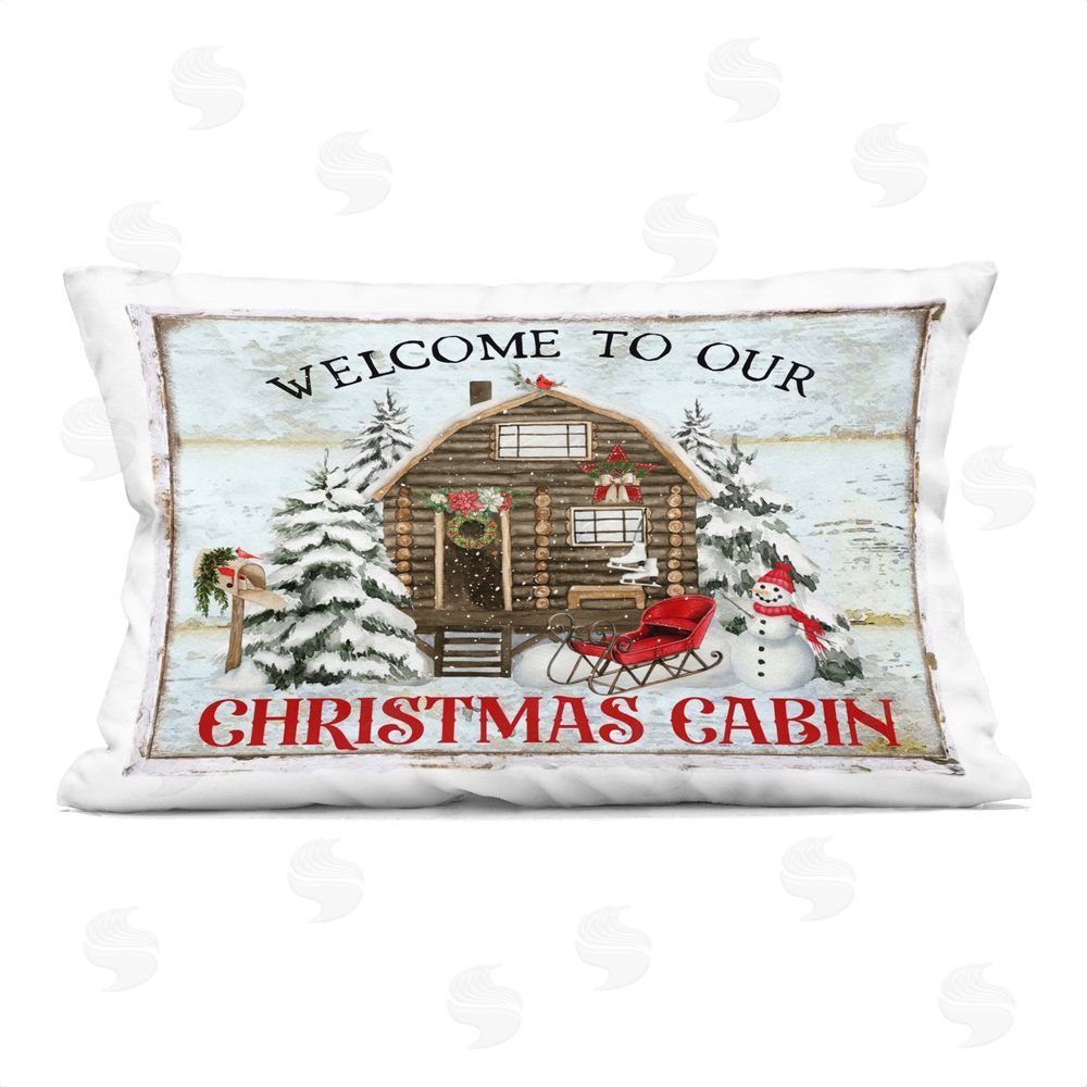 Creatif Belle Welcome Christmas Cabin Printed Plush Polyester Throw Pillow