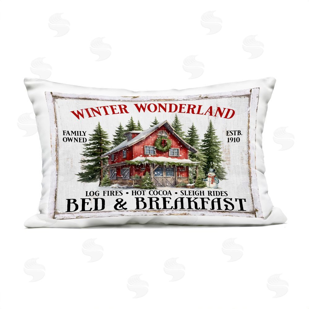 Creatif Belle Winter Bed & Breakfast Outdoor Quick-Dry Polyester Printed Throw Pillow