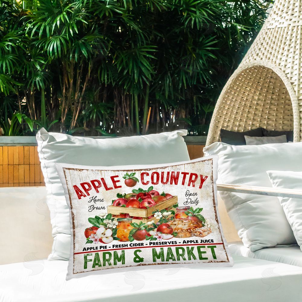 Creatif Belle Apple Country Market Outdoor Quick-Dry Polyester Printed Throw Pillow in Back Yard