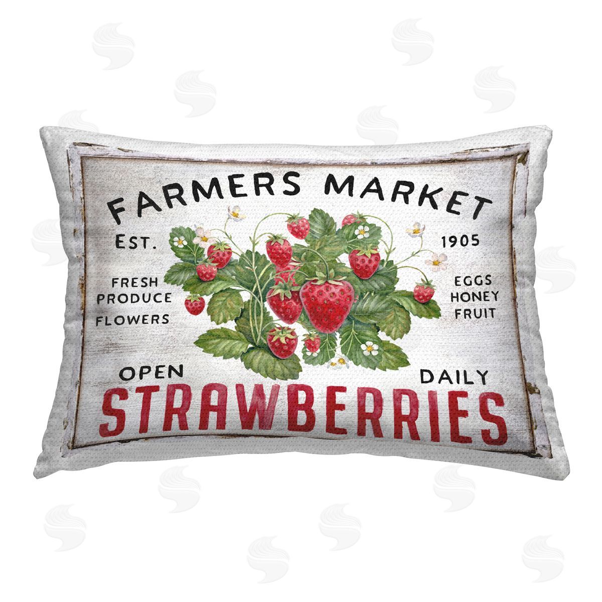 Creatif Belle Farmers Market Strawberries Outdoor Quick-Dry Polyester Printed Throw Pillow