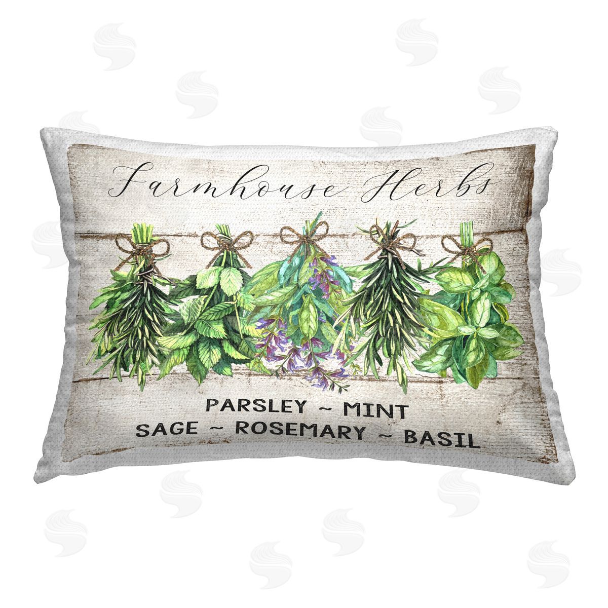 Creatif Belle Vintage Farm Market Herbs Outdoor Quick-Dry Polyester Printed Throw Pillow