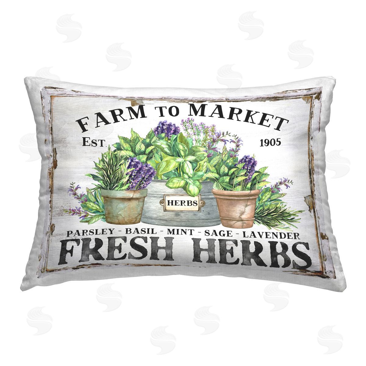 Creatif Belle Farmhouse Fresh Hervs Printed Plush Polyester Throw Pillow