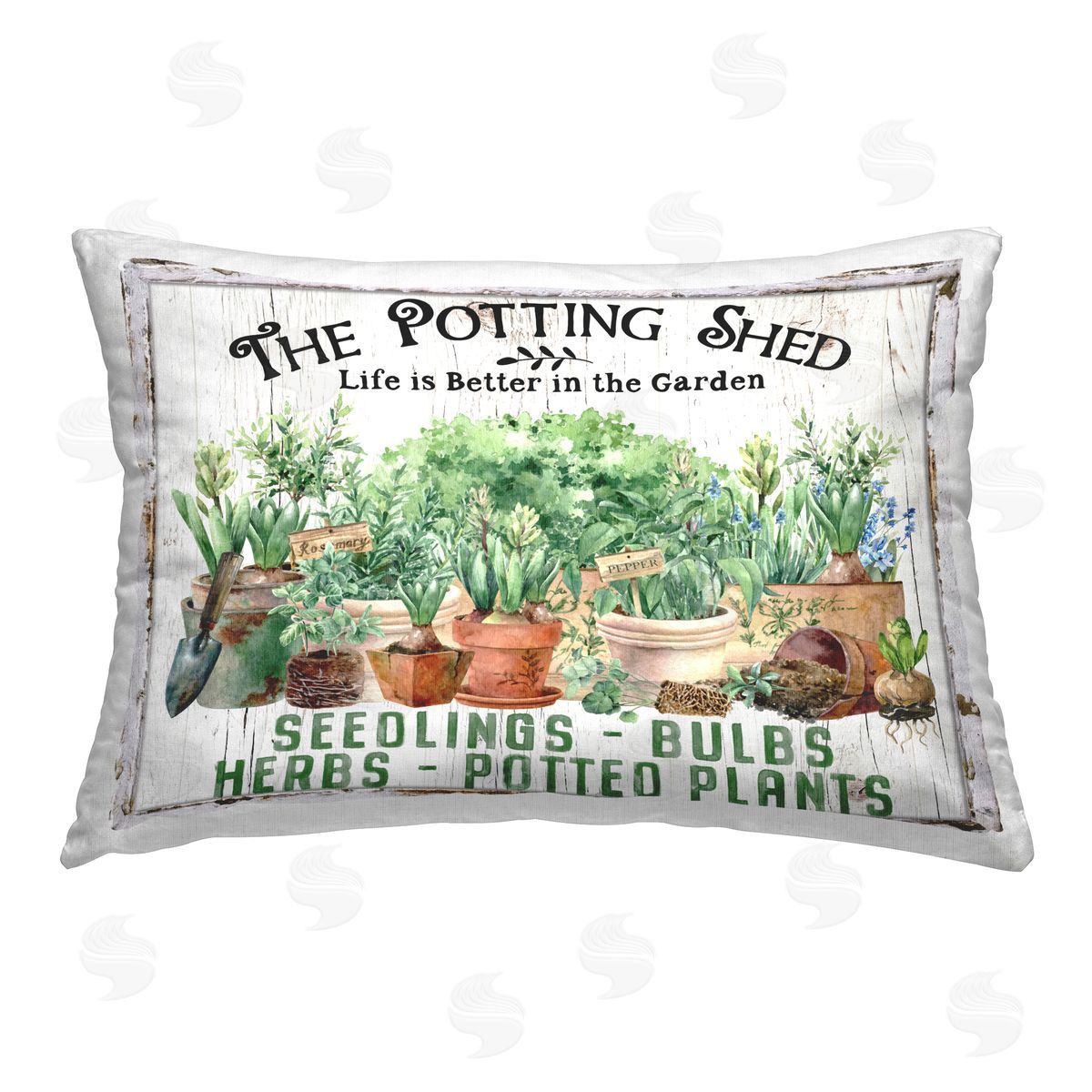 Creatif Belle Farmhouse Potting Shed Printed Plush Polyester Throw Pillow
