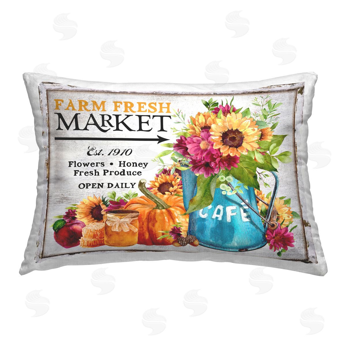 Creatif Belle Fall Farm Market Printed Plush Polyester Throw Pillow
