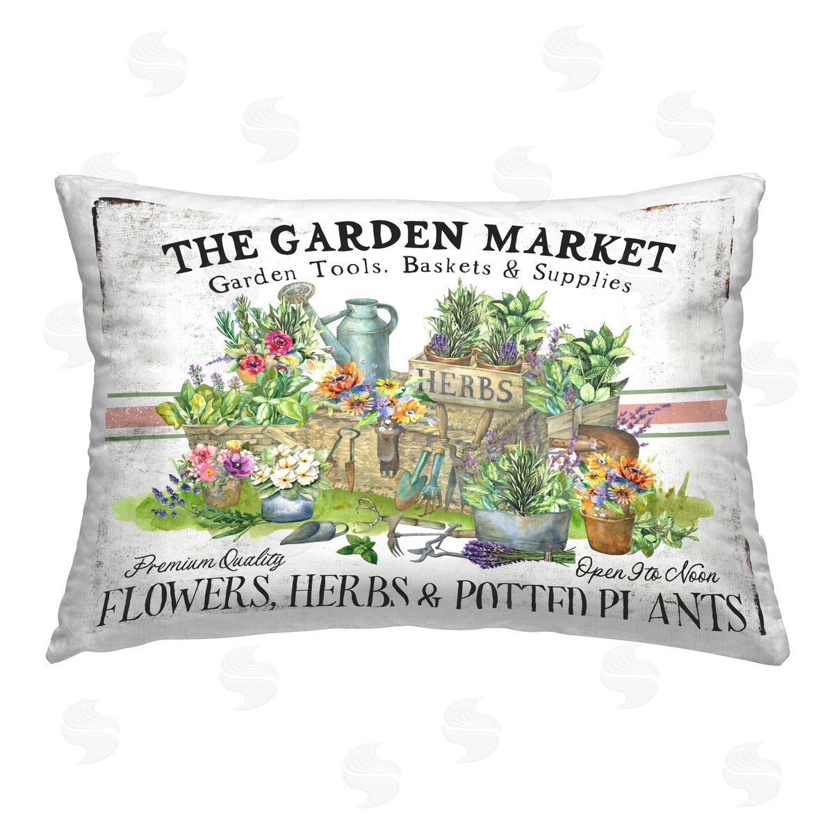 Creatif Belle Garden Market Bistro Stripe Printed Plush Polyester Throw Pillow