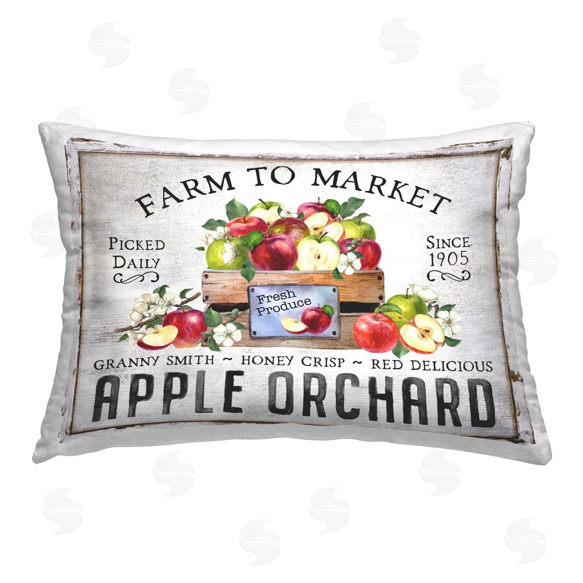 Creatif Belle Farmhouse Apple Orchard Printed Plush Polyester Throw Pillow
