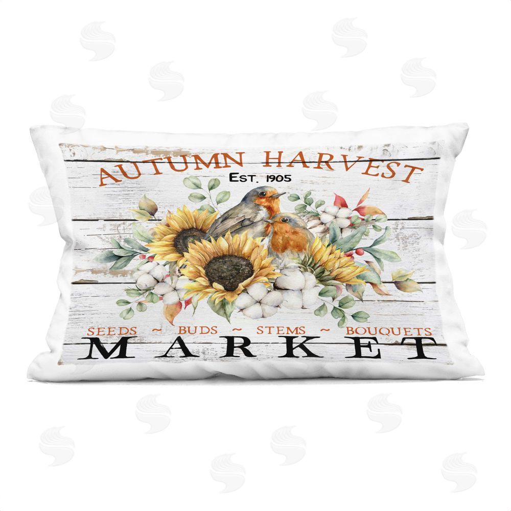 Creatif Belle Autumn Harvest Market Printed Plush Polyester Throw Pillow