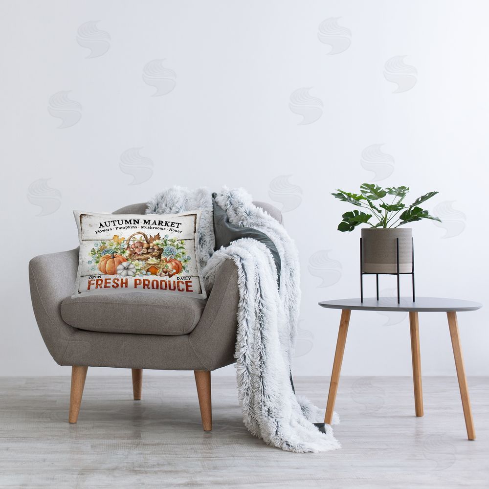 Creatif Belle Fresh Fall Produce Printed Plush Polyester Throw Pillow On Chair