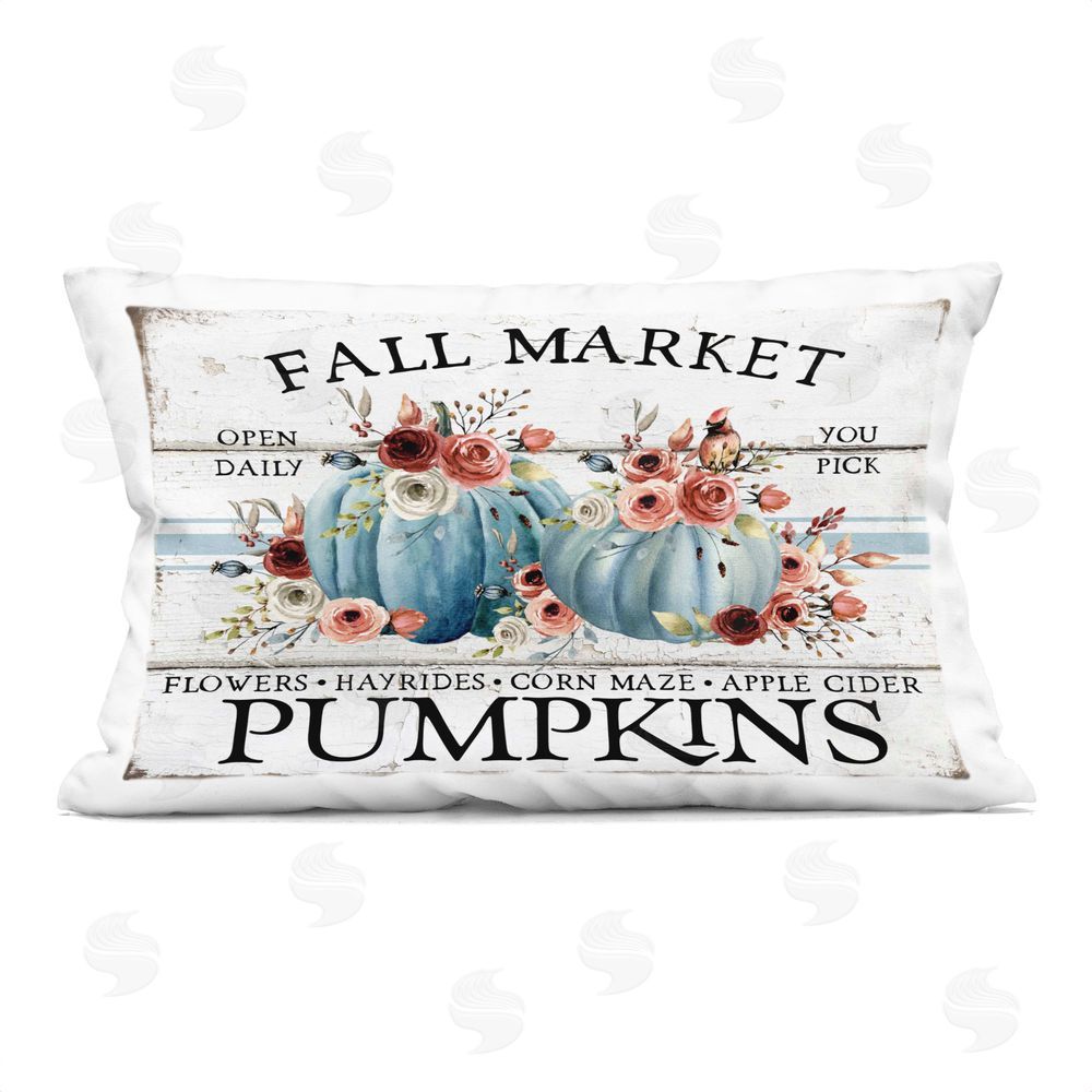 Creatif Belle Fall Market with Roses Printed Plush Polyester Throw Pillow