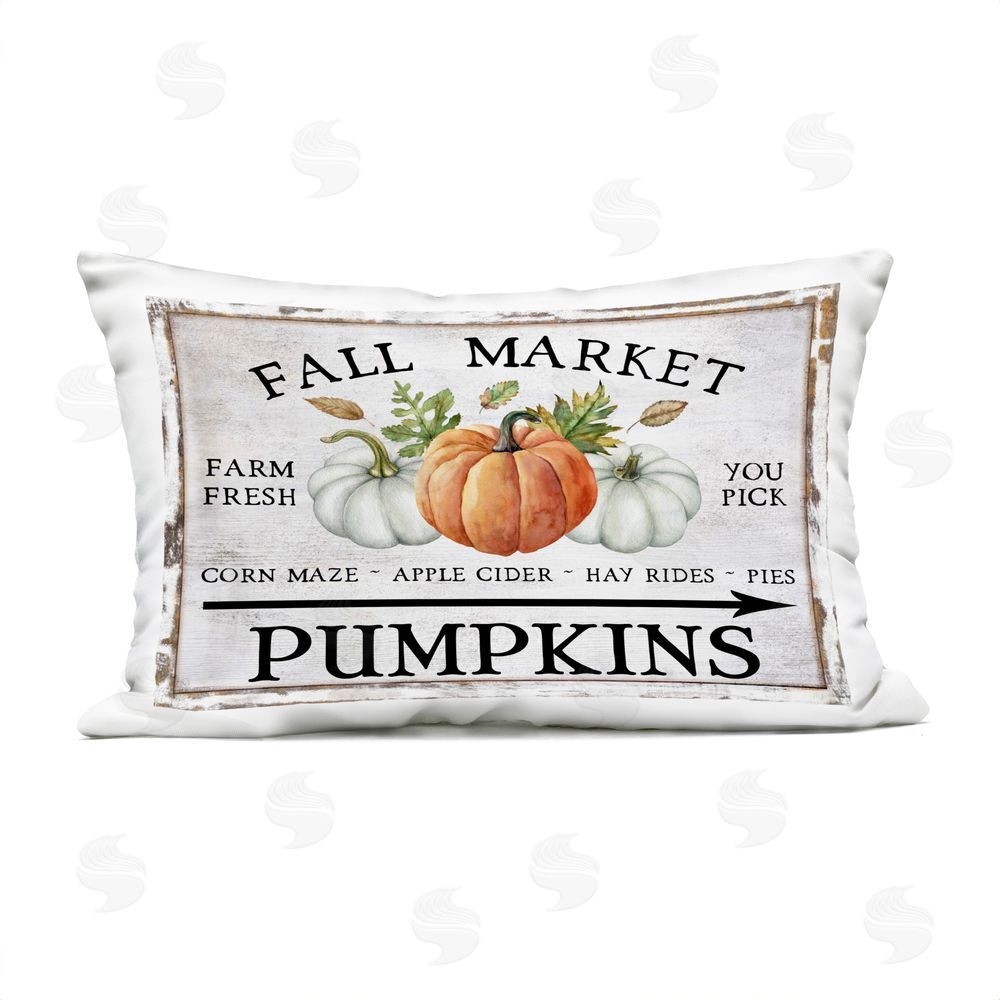 Creatif Belle Fall Market Pumpkins Outdoor Quick-Dry Polyester Printed Throw Pillow