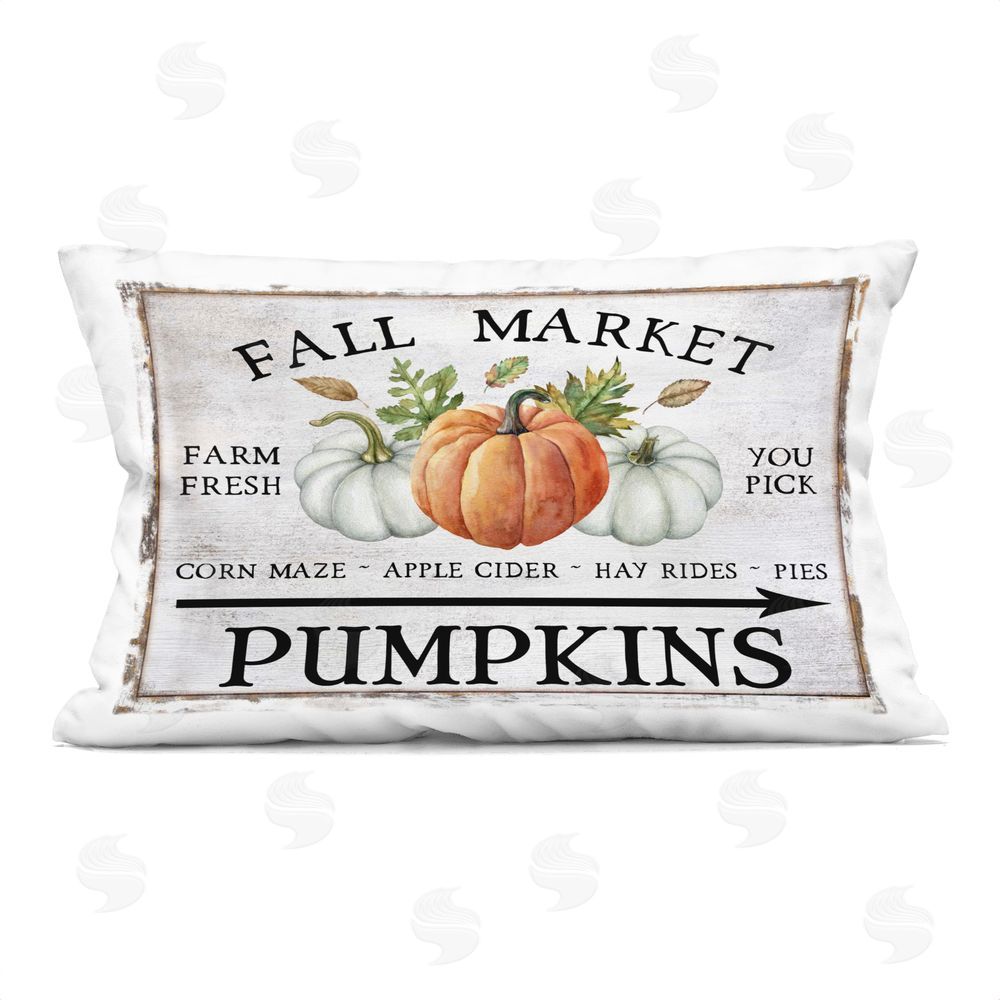 Creatif Belle Fall Market Pumpkins Printed Plush Polyester Throw Pillow