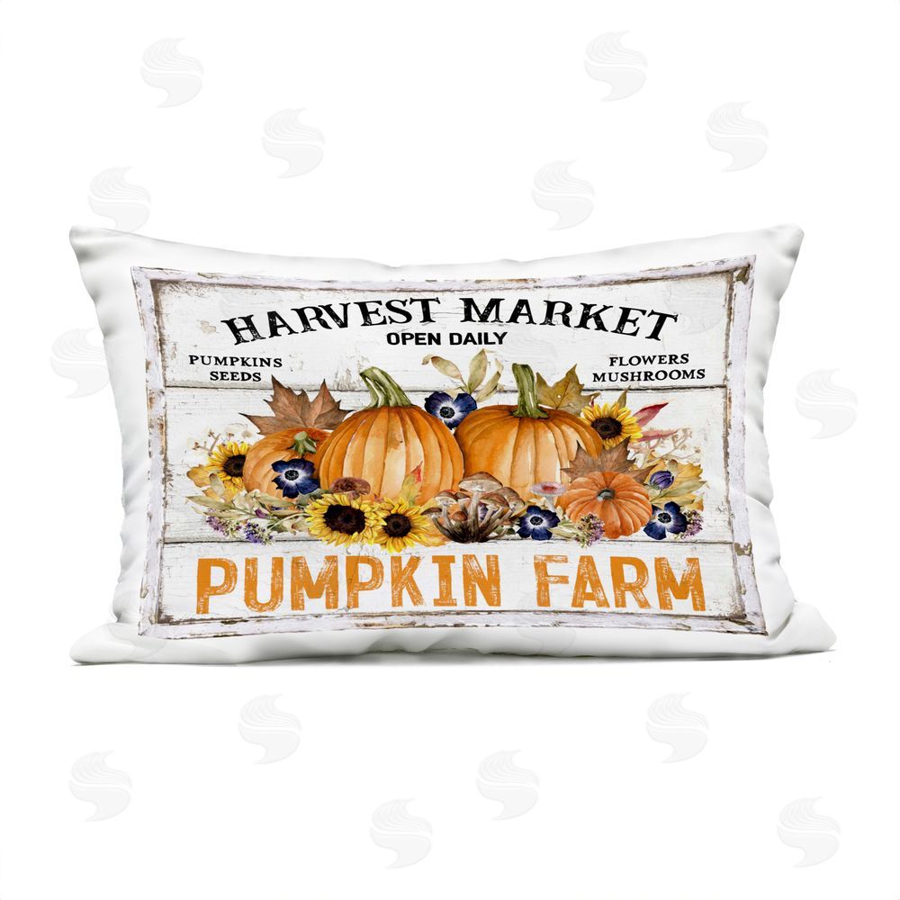 Creatif Belle Pumpkin Farm with Sunflowers Outdoor Quick-Dry Polyester Printed Throw Pillow