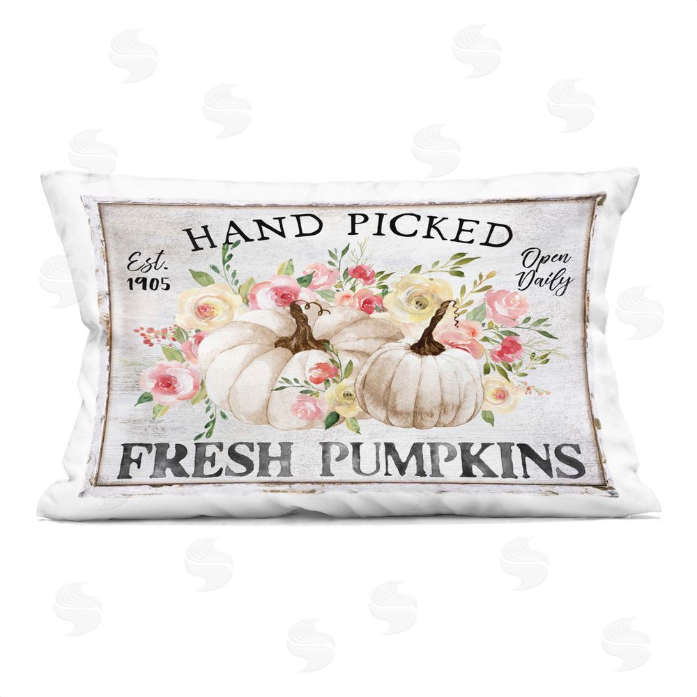Creatif Belle Hand Picked Pumpkins Printed Plush Polyester Throw Pillow