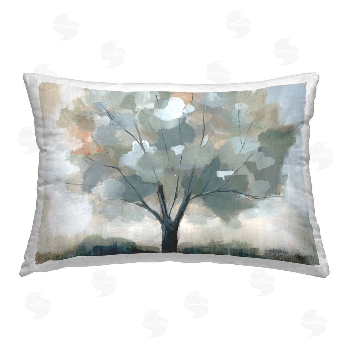 Nan Mottled Tree Impression Printed Plush Polyester Throw Pillow