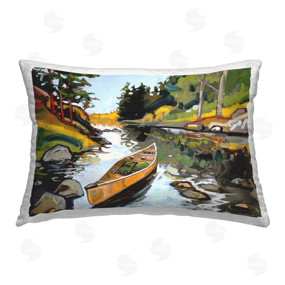 Adam Swanson Canoe Through River Outdoor Quick-Dry Polyester Printed Throw Pillow