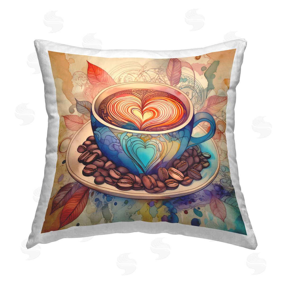 Alina Georgescu Coffee Beans & Latte Printed Plush Polyester Throw Pillow