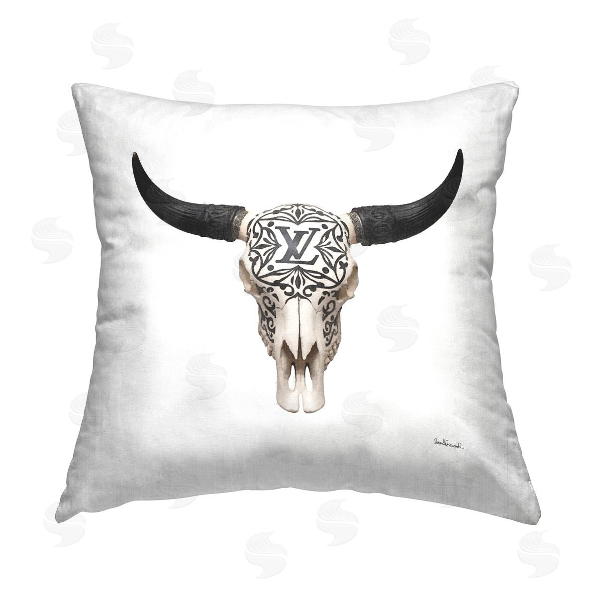 Amanda Greenwood Southwestern Glam Skull Printed Plush Polyester Throw Pillow