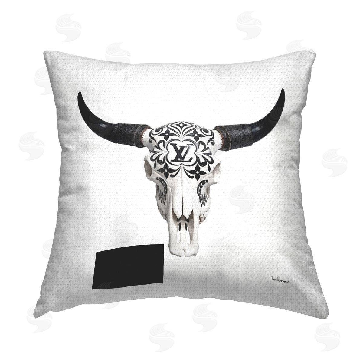 Amanda Greenwood Cowgirl Skull Glam Brand Outdoor Quick-Dry Polyester Printed Throw Pillow