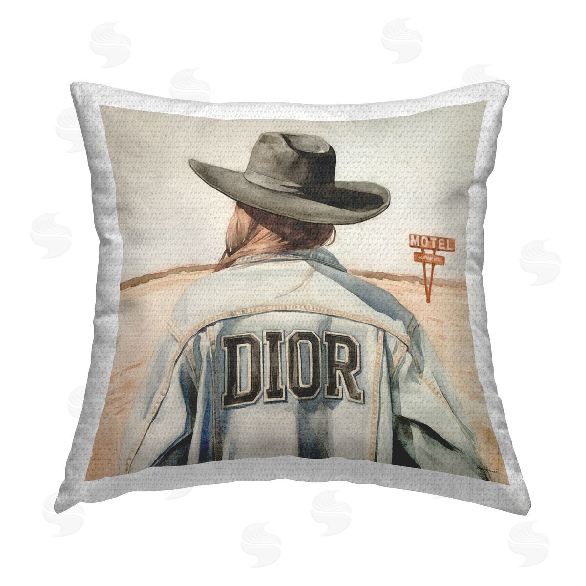 Amanda Greenwood Glam Cowgirl in Desert Outdoor Quick-Dry Polyester Printed Throw Pillow