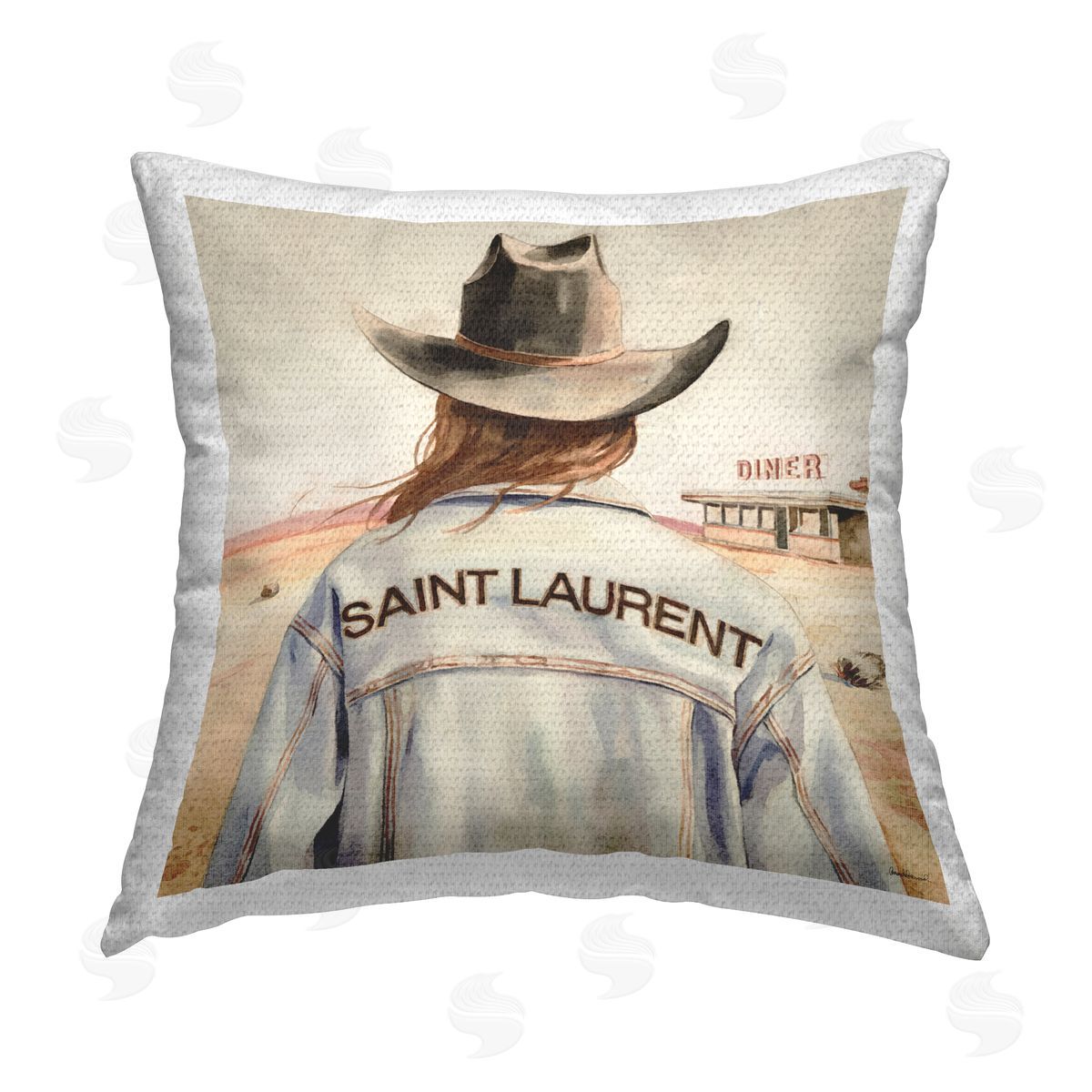 Amanda Greenwood Glam Brunette Cowgirl Outdoor Quick-Dry Polyester Printed Throw Pillow