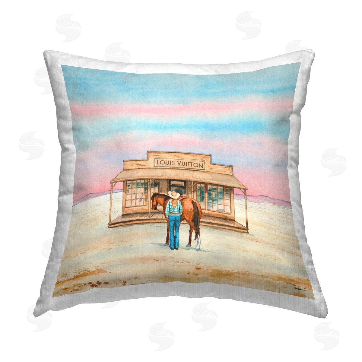 Amanda Greenwood Glam Cowgirl Shopping Printed Plush Polyester Throw Pillow