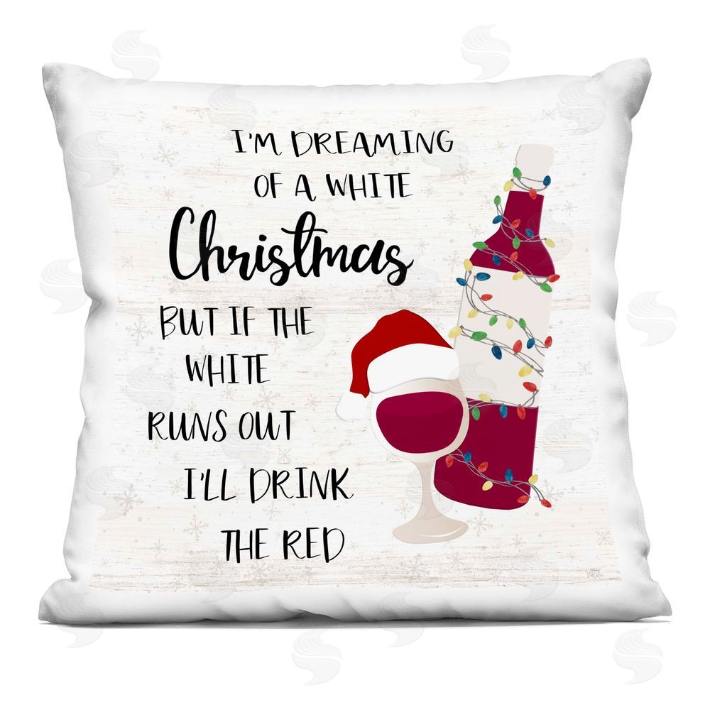 Natalie Carpentieri Drink The Red Christmas Printed Plush Polyester Throw Pillow