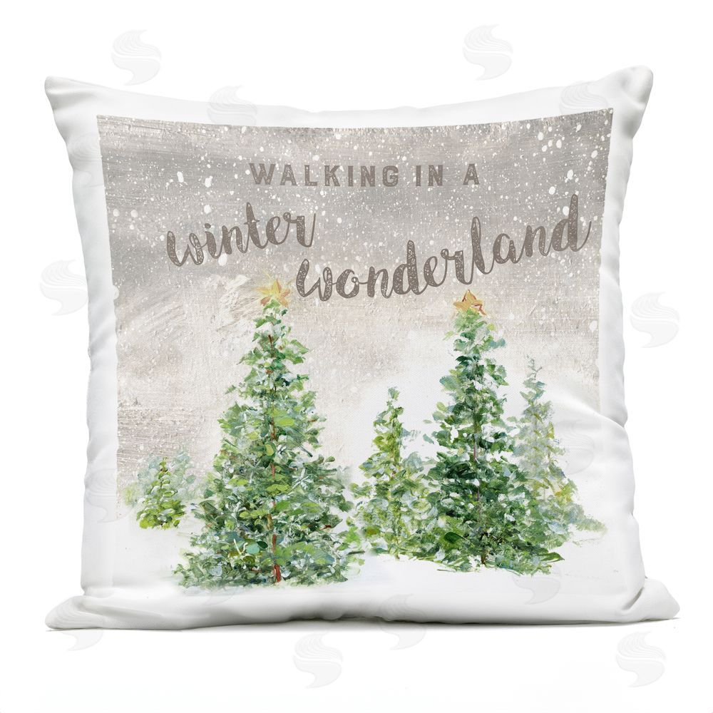 Sally Swatland Winter Wonderland Trees Outdoor Quick-Dry Polyester Printed Throw Pillow
