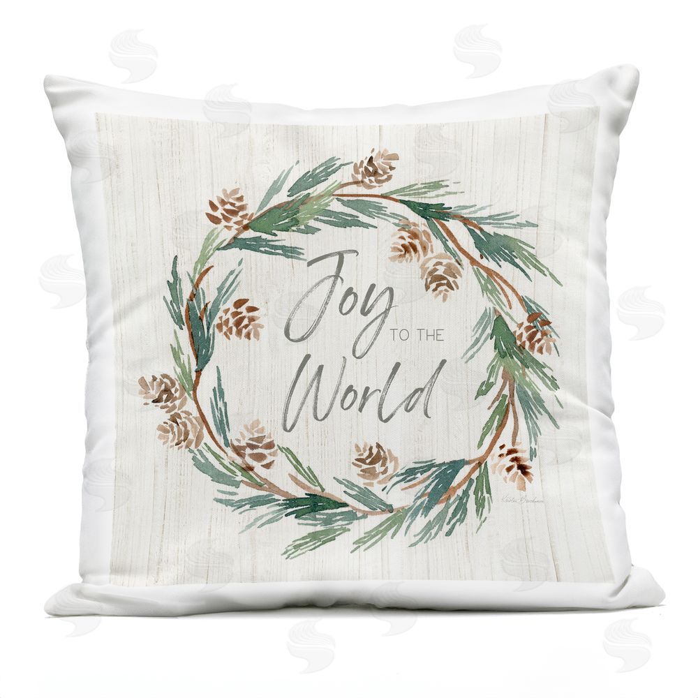 Kristen Brockmon Joy Pinecone Wreath Outdoor Quick-Dry Polyester Printed Throw Pillow