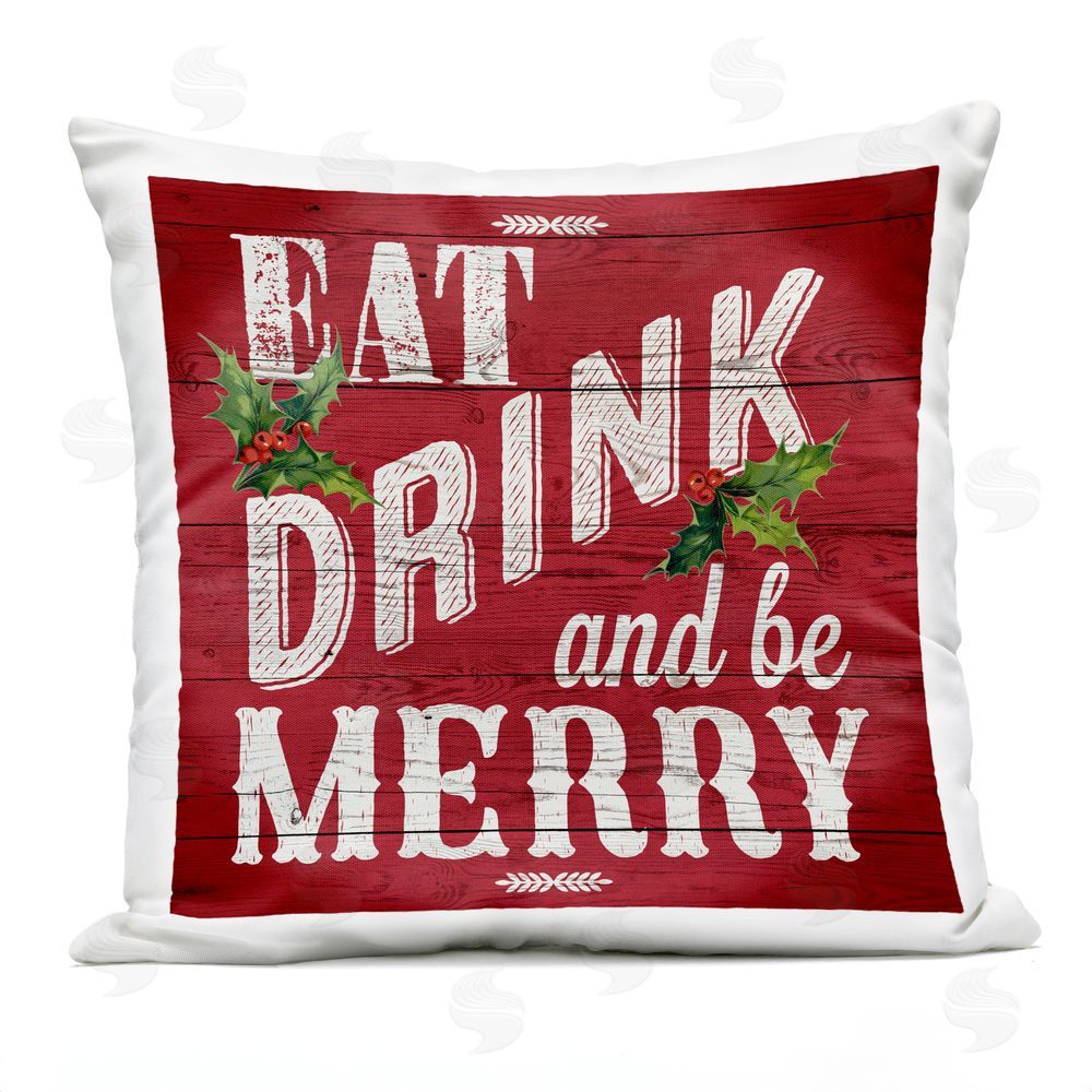 Susan Arnot Vintage Be Merry Outdoor Quick-Dry Polyester Printed Throw Pillow