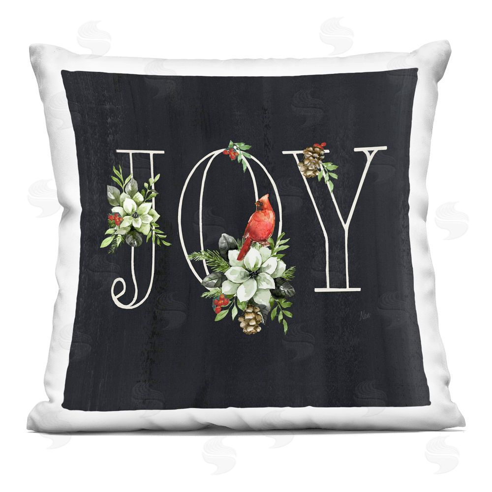 Nan Joy Letters with Florals Printed Plush Polyester Throw Pillow