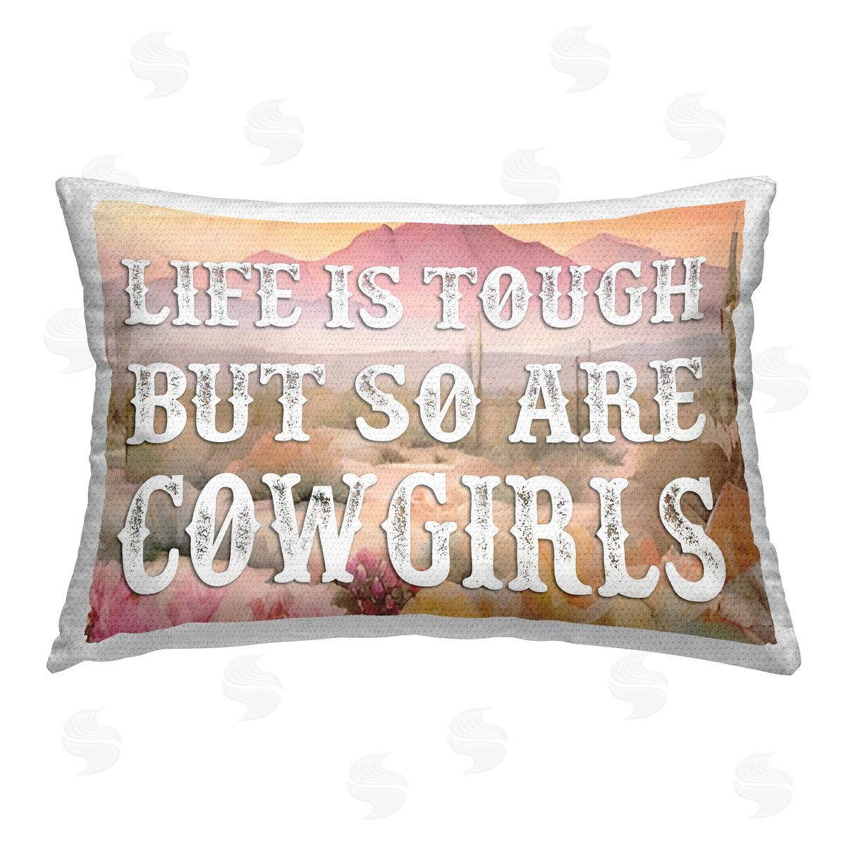 Lettered and Lined Life & Cowgirls Are Tough Outdoor Quick-Dry Polyester Printed Throw Pillow