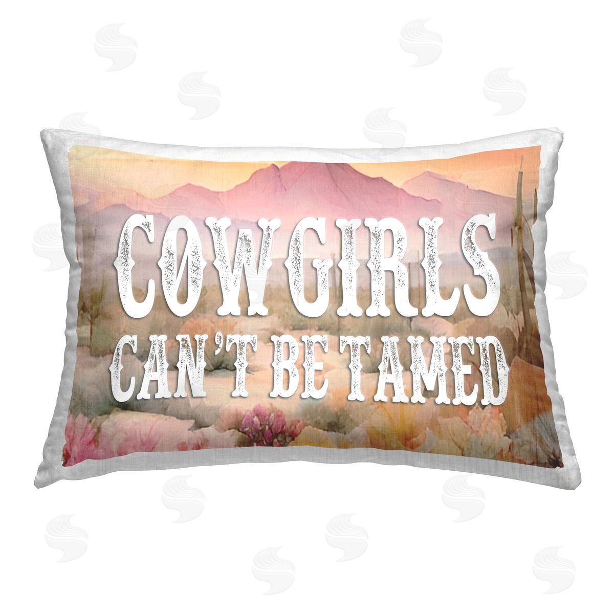 Lettered and Lined Cowgirls Can't Be Tamed Printed Plush Polyester Throw Pillow