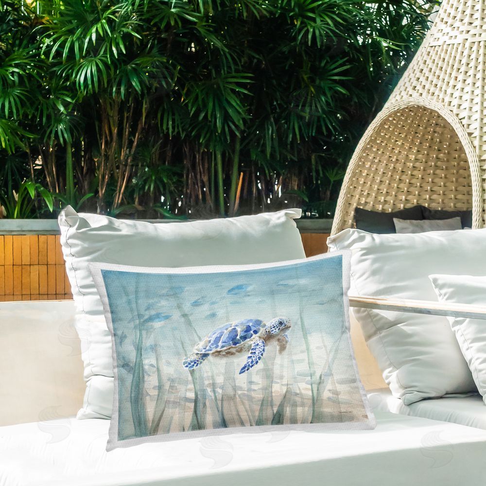 Danhui Nai Undersea Turtle Swim Outdoor Quick-Dry Polyester Printed Throw Pillow in Back Yard