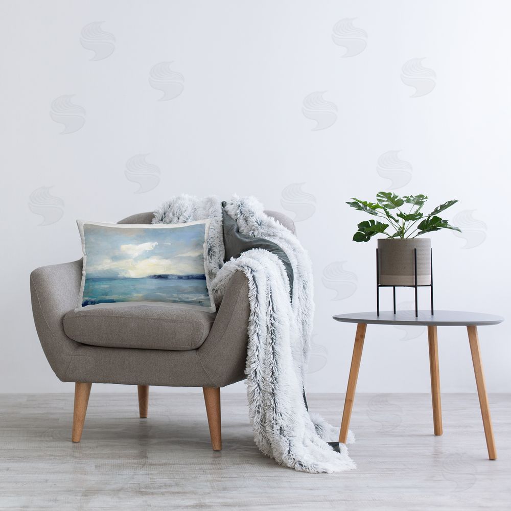 Julia Purinton Sunny Peninsula Seascape Printed Plush Polyester Throw Pillow On Chair