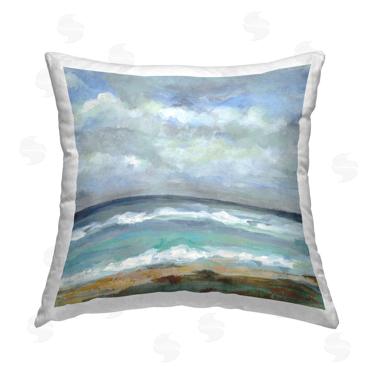 Silvia Vassileva Summer Seashore Waves Printed Plush Polyester Throw Pillow