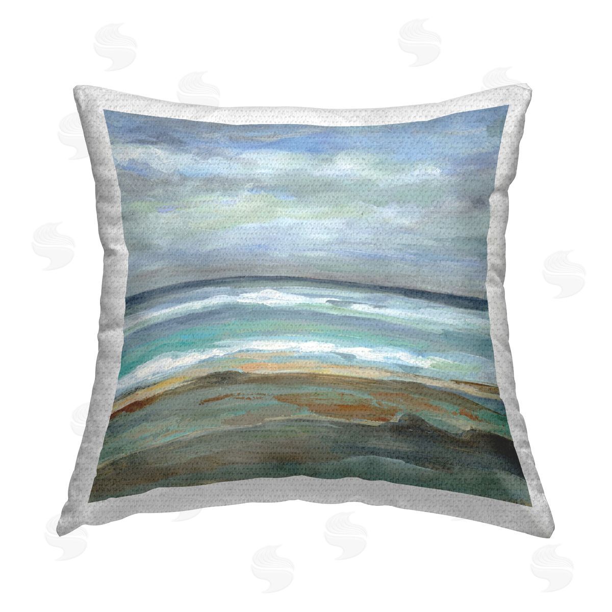 Silvia Vassileva Double Wave Seashore Outdoor Quick-Dry Polyester Printed Throw Pillow