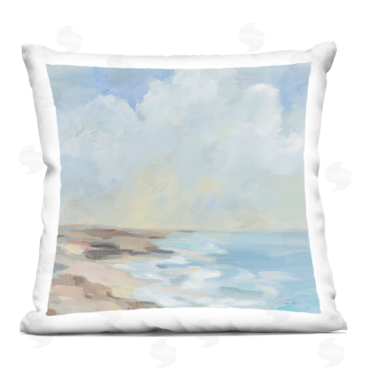 Silvia Vassileva By The Beach Shore Printed Plush Polyester Throw Pillow