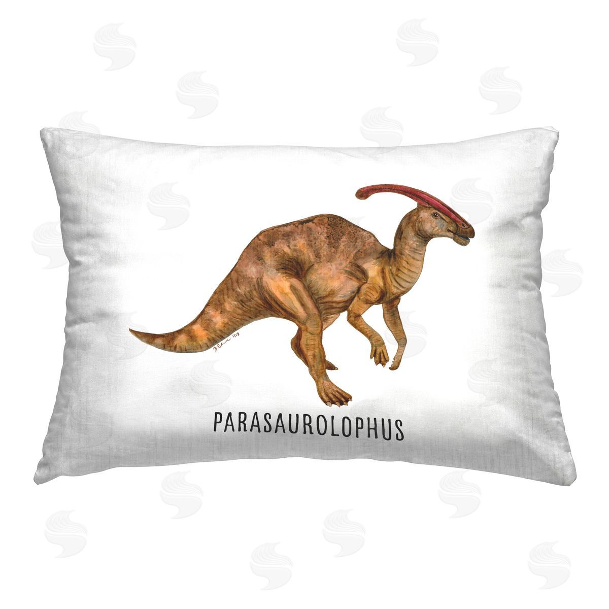 Brett Blumenthal Parasaurolophus Dinosaur Learning Printed Plush Polyester Throw Pillow