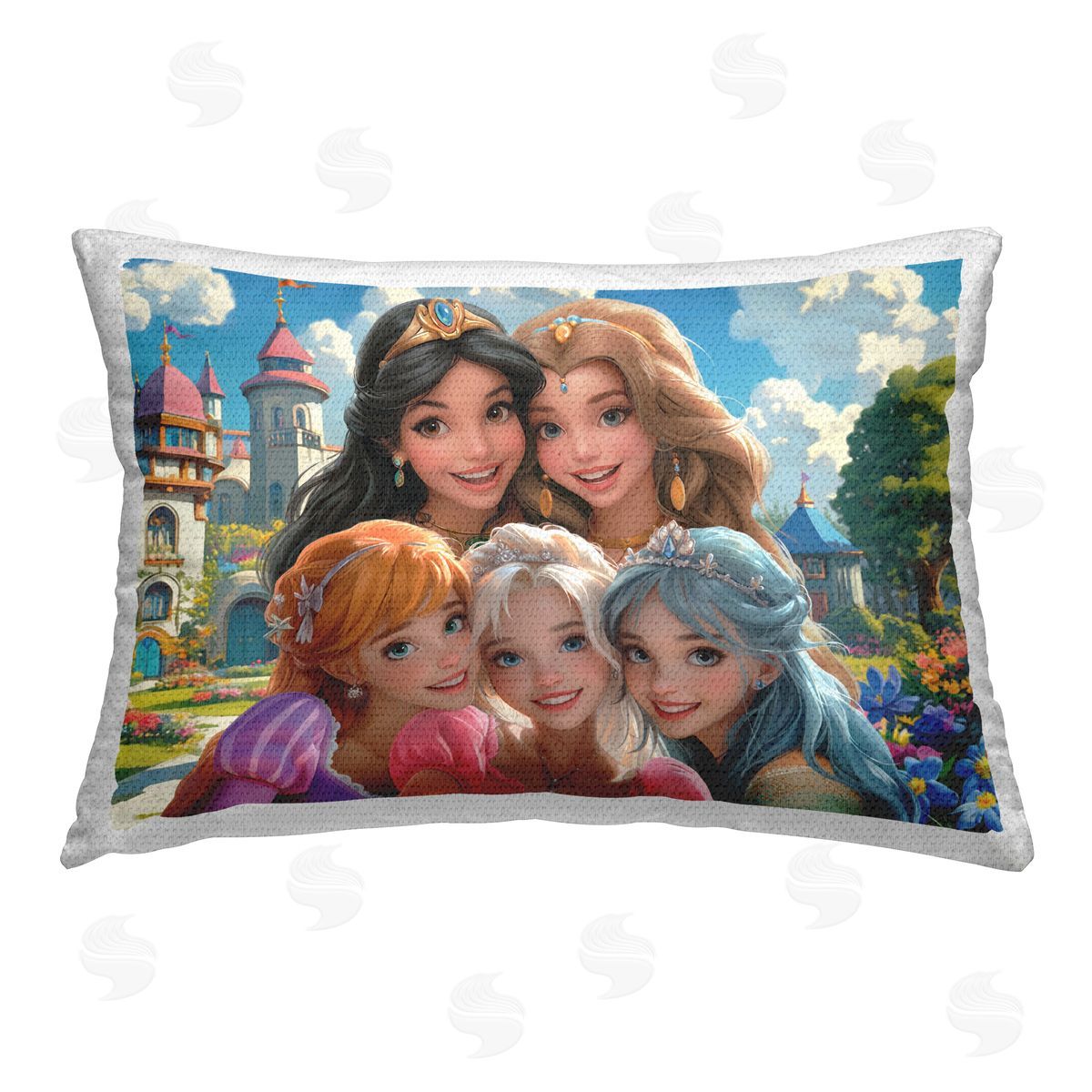 Image World Princess Selfie by Castle Outdoor Quick-Dry Polyester Printed Throw Pillow