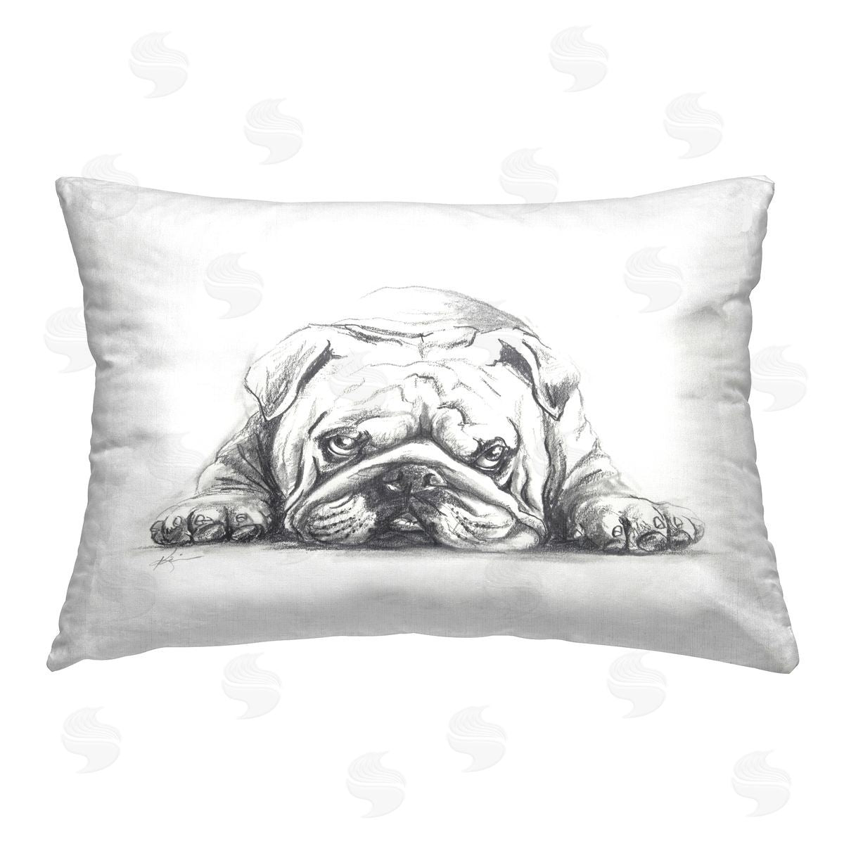 Lindsay Kivi Fine Art Bulldog Puppy Naptime Printed Plush Polyester Throw Pillow