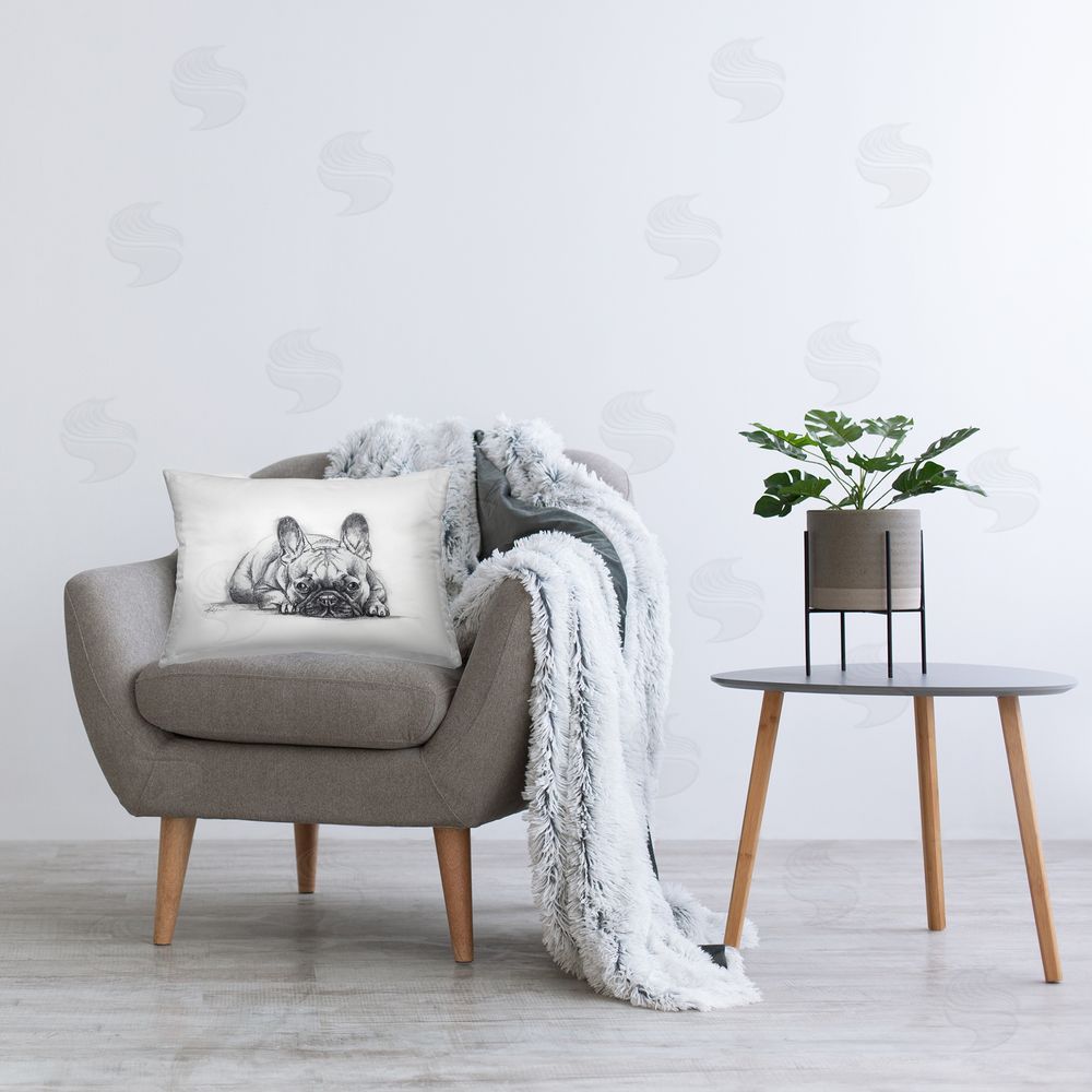 Lindsay Kivi Fine Art French Bulldog Naptime Printed Plush Polyester Throw Pillow On Chair