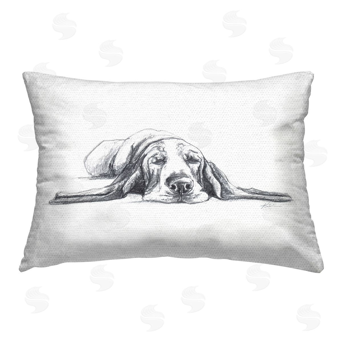 Lindsay Kivi Fine Art Bloodhound Pup Naptime Outdoor Quick-Dry Polyester Printed Throw Pillow