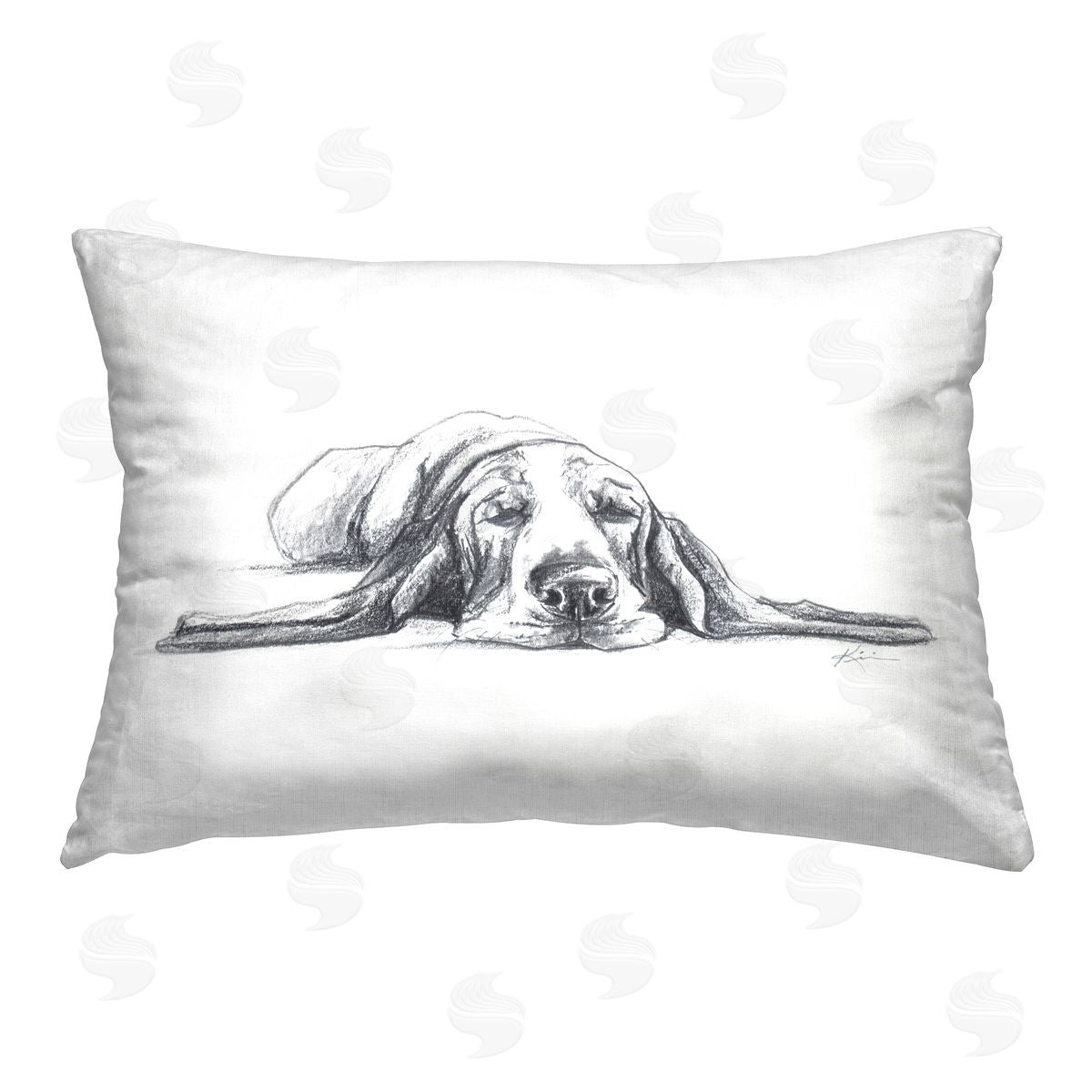 Lindsay Kivi Fine Art Bloodhound Pup Naptime Printed Plush Polyester Throw Pillow
