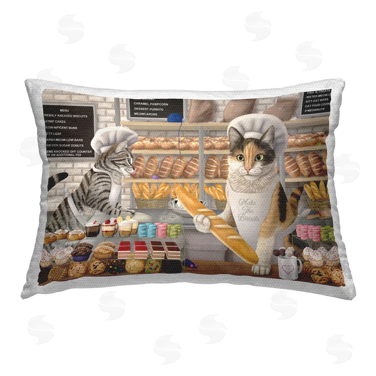 Mehu Art Meow Bakery Funny Cats Outdoor Quick-Dry Polyester Printed Throw Pillow