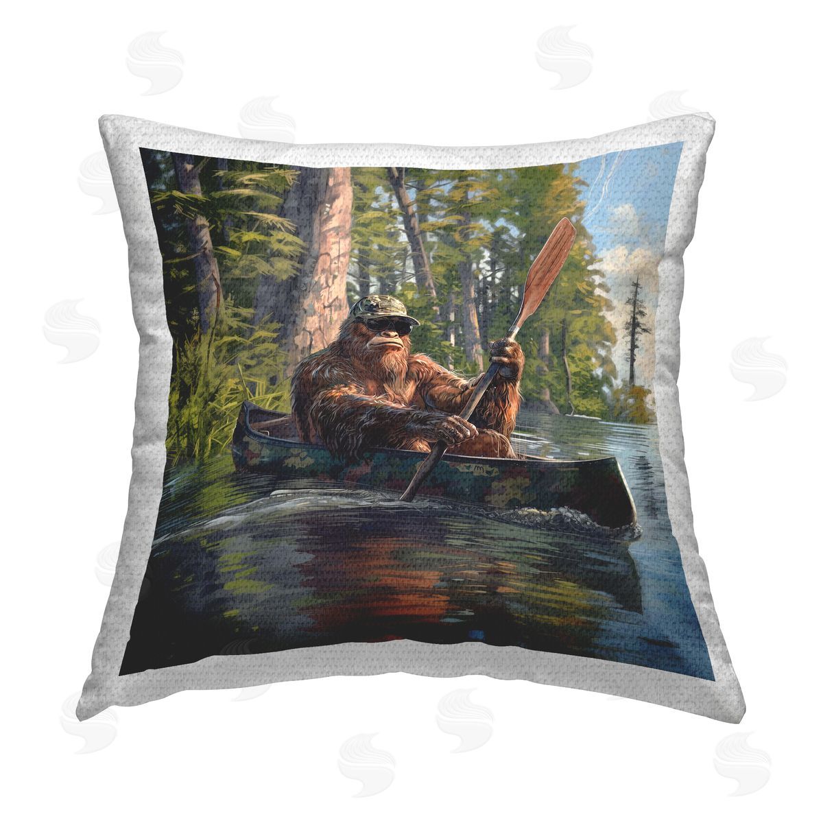 Jim Baldwin Mythical Monster in Canoe Outdoor Quick-Dry Polyester Printed Throw Pillow