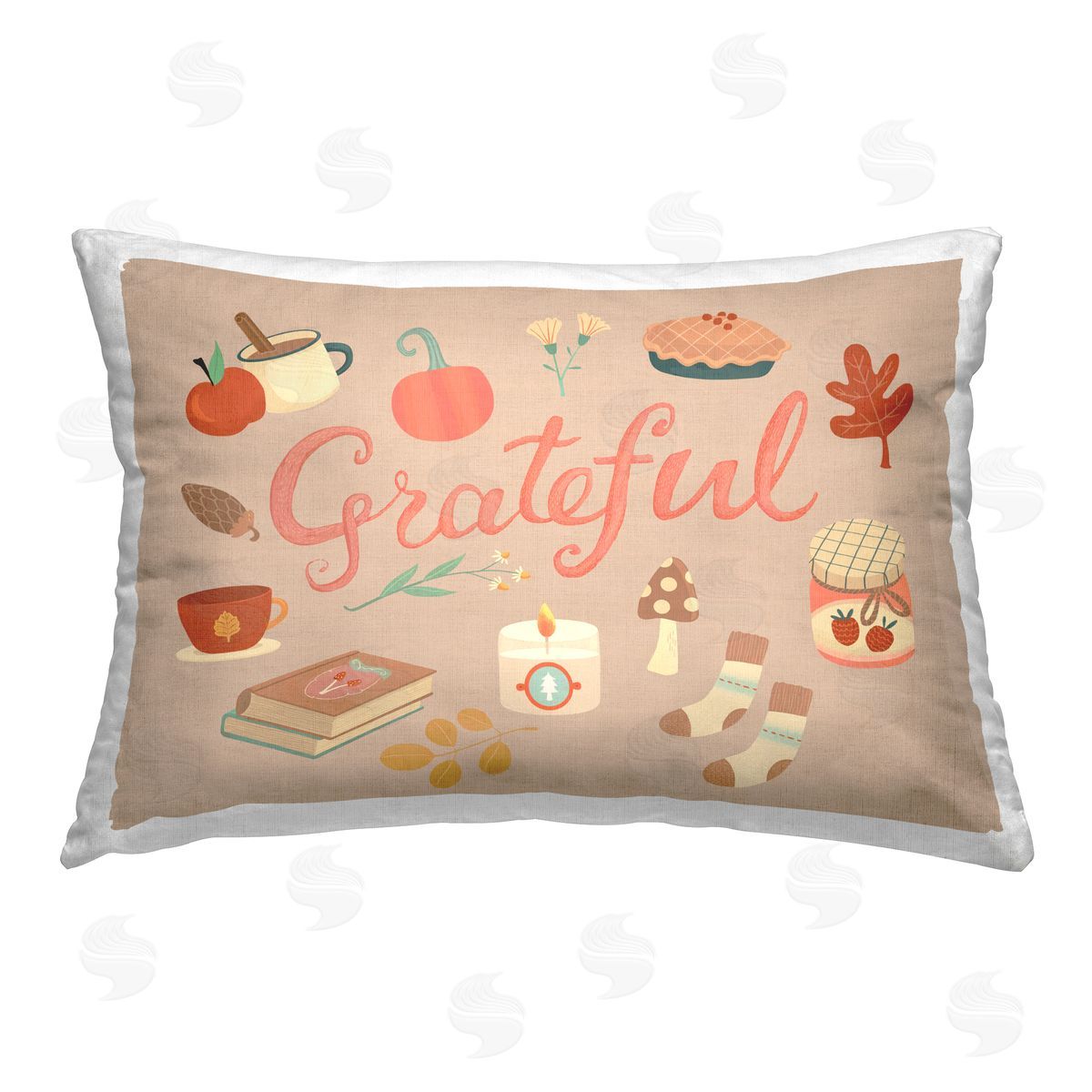 Laura Watson Grateful Cozy Fall Essentials Printed Plush Polyester Throw Pillow