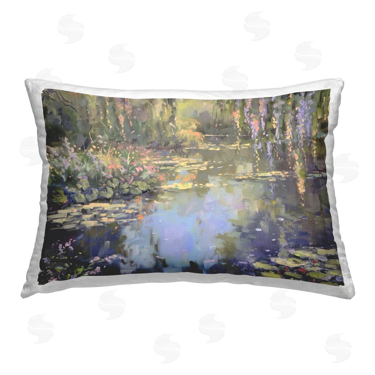 LSR Design Studio Morning on Lily Pond Printed Plush Polyester Throw Pillow