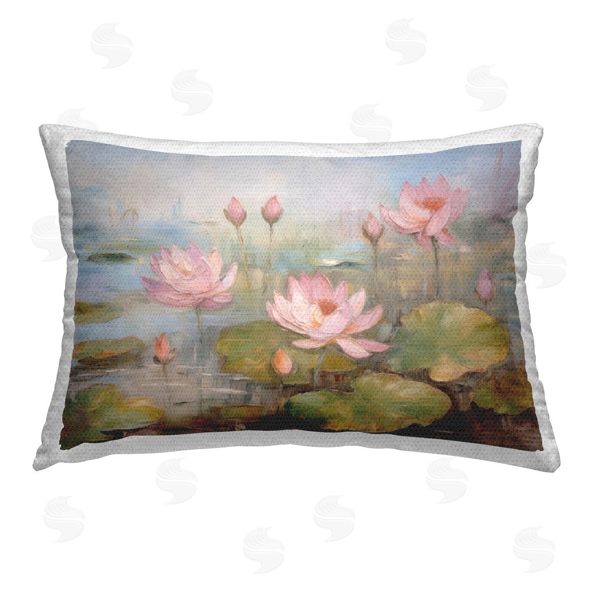 LSR Design Studio Water Lilies in Spring Outdoor Quick-Dry Polyester Printed Throw Pillow