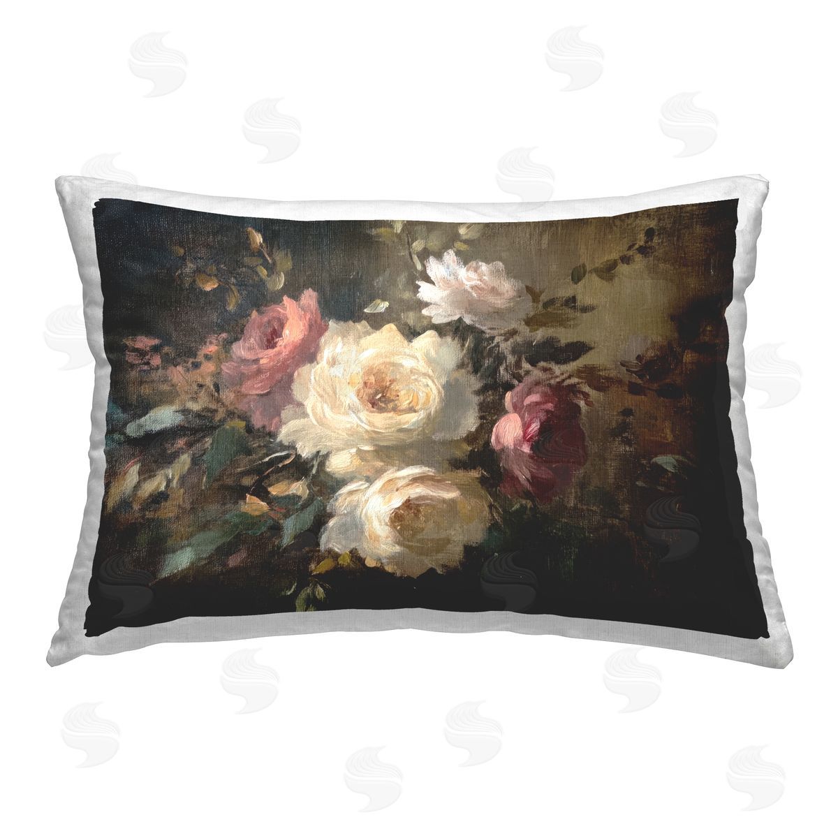 Petal Prints Design Dark Still Life Roses Printed Plush Polyester Throw Pillow