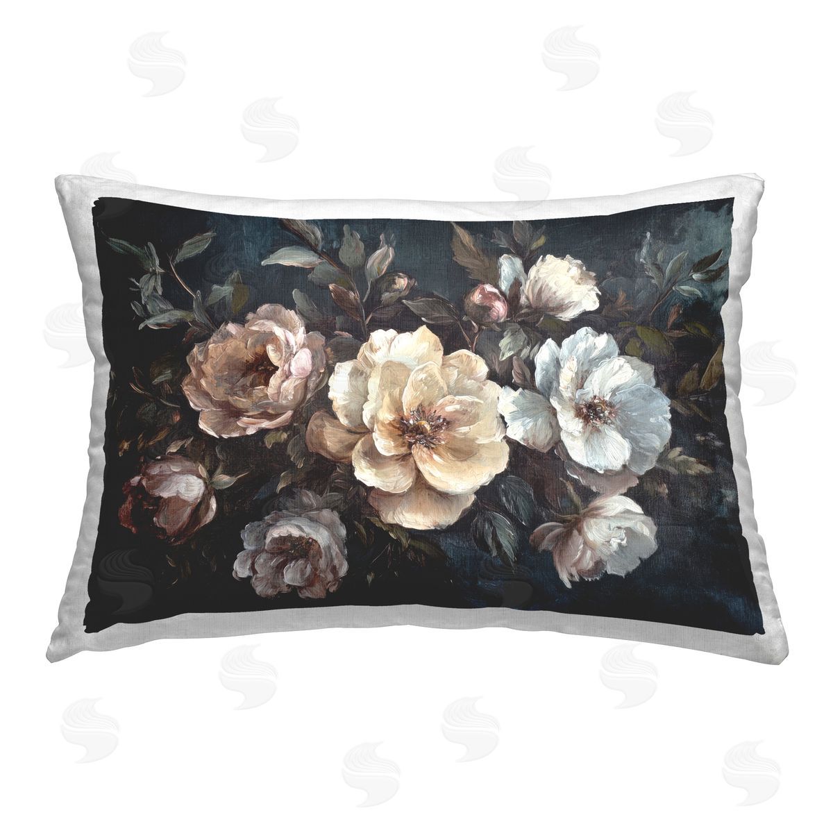 Petal Prints Design Bold Vintage Blooms Printed Plush Polyester Throw Pillow